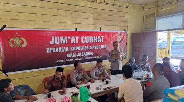 Wakili Kapolres, Kasatbinmas dan Kapospol Blangpegayon Gelar Jum’at Curhat Bersama Masyarakat Kecamatan Blangpegayon