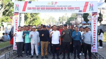 Polres Gayo Lues Gelar Car Free Day Dalam Rangka Hari Bhayangkara ke-79 Tahun 2025